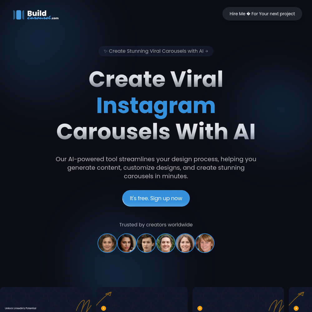 Build Carousel website screenshot Build Carousel website screenshot