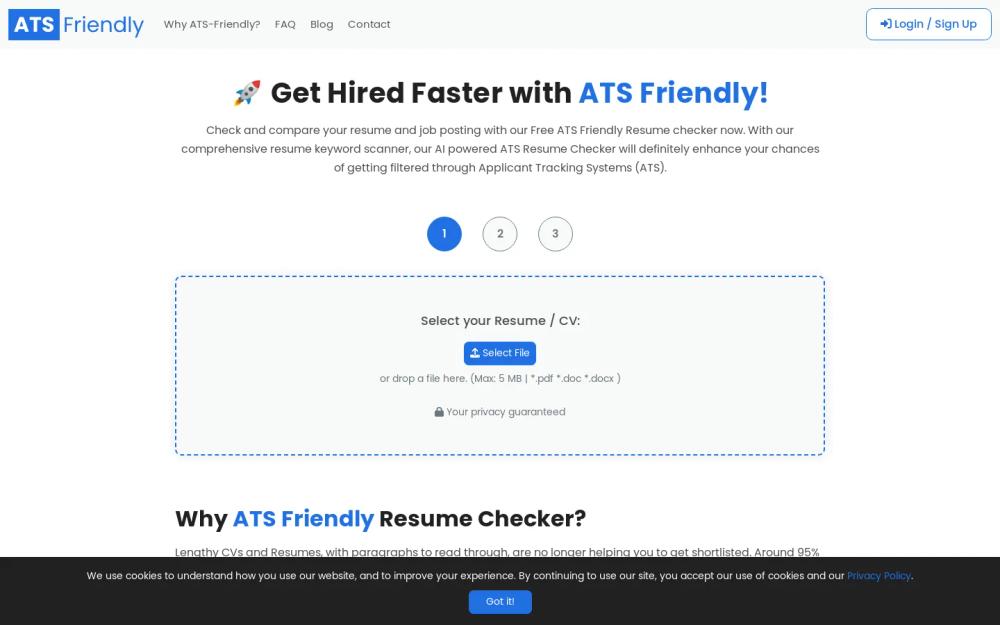 ATSFriendly website screenshot ATSFriendly website screenshot