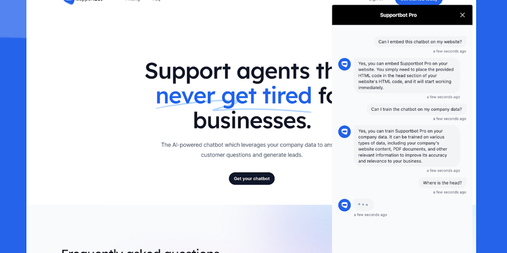 Supportbot Pro website screenshot Supportbot Pro website screenshot