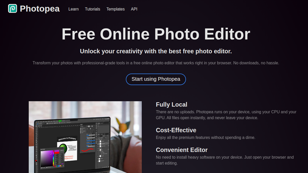 Photopea website screenshot Photopea website screenshot