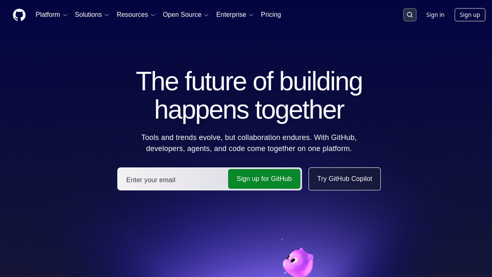 GitHub website screenshot GitHub website screenshot