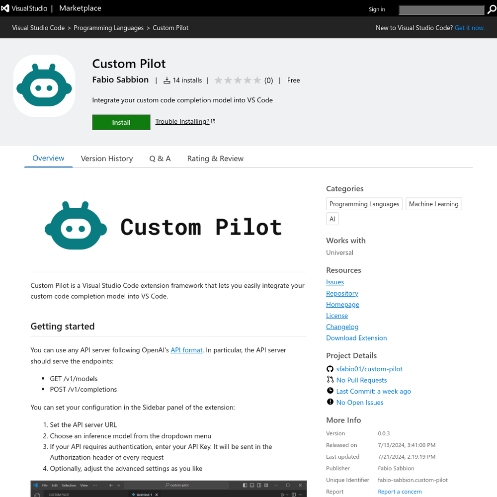 Custom Pilot website screenshot Custom Pilot website screenshot