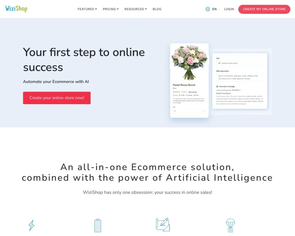 Wizishop website screenshot Wizishop website screenshot