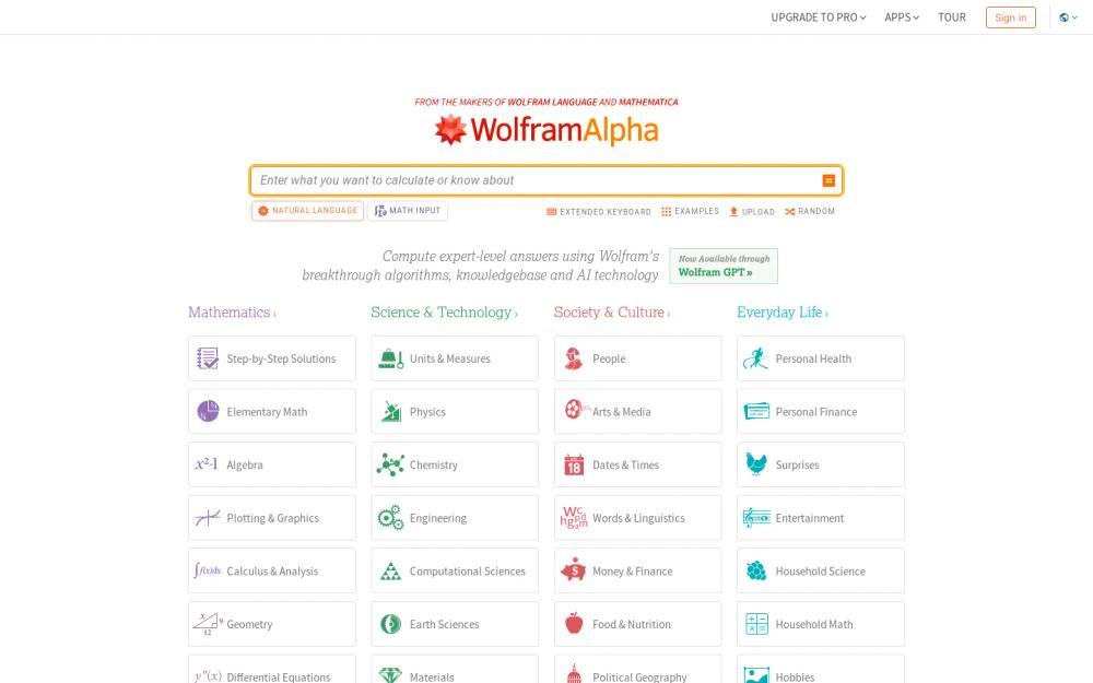 Wolframalpha website screenshot Wolframalpha website screenshot