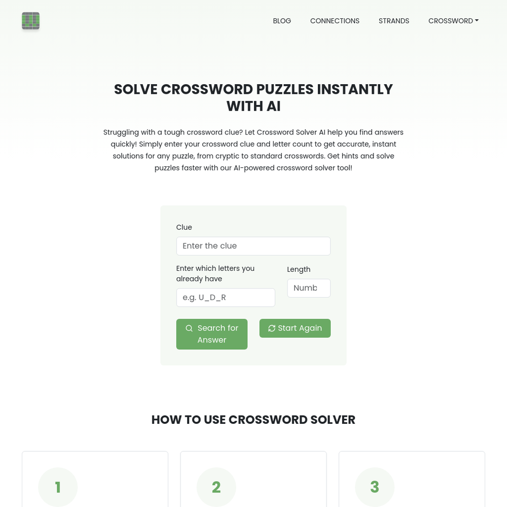 Crossword Solver AI website screenshot Crossword Solver AI website screenshot