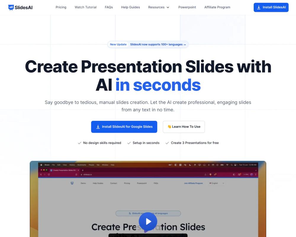 SlidesAI website screenshot SlidesAI website screenshot
