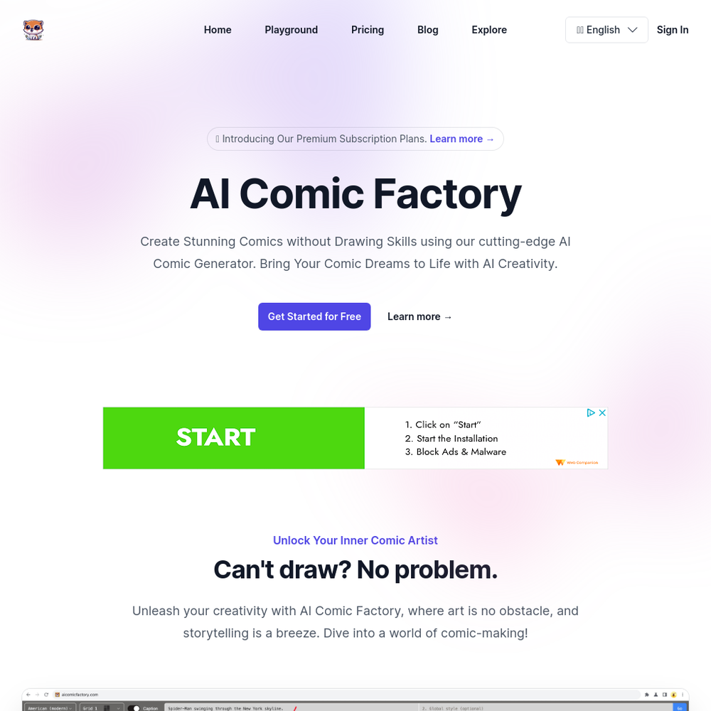AI Comic Factory website screenshot AI Comic Factory website screenshot
