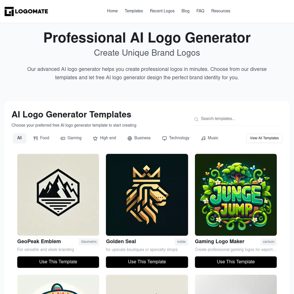 AI Logo Generator website screenshot AI Logo Generator website screenshot