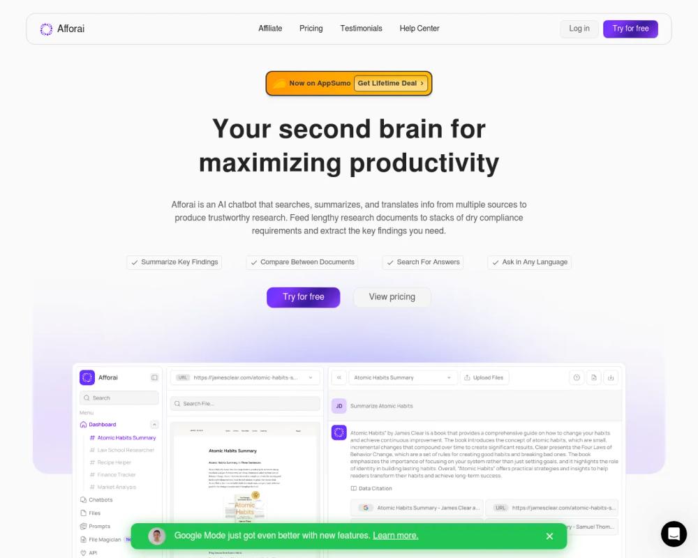 Afforai website screenshot Afforai website screenshot