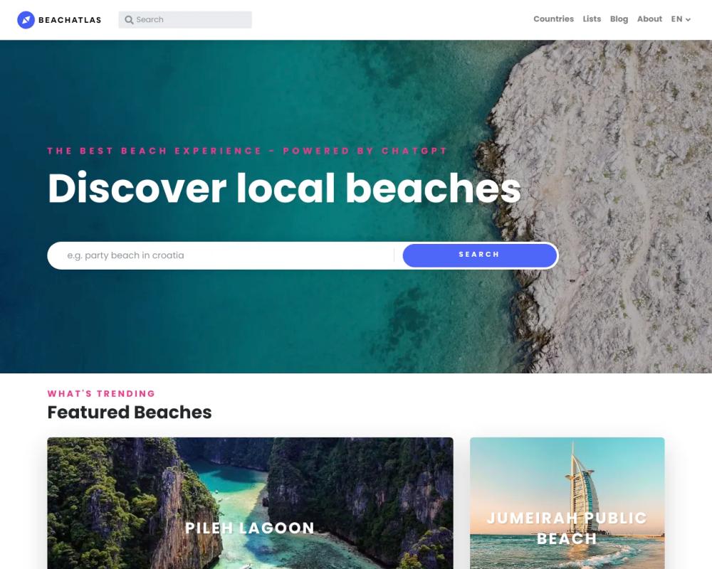 BeachAtlas website screenshot BeachAtlas website screenshot