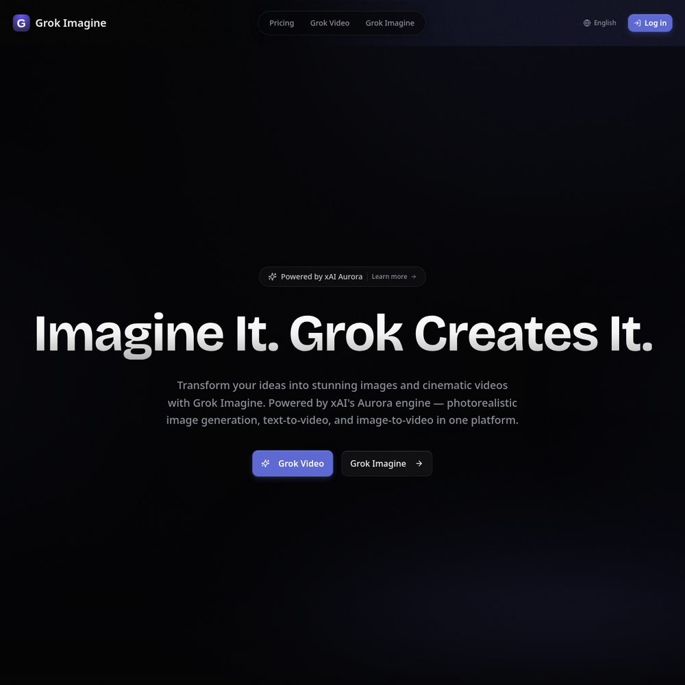 Grok Imagine website screenshot Grok Imagine website screenshot