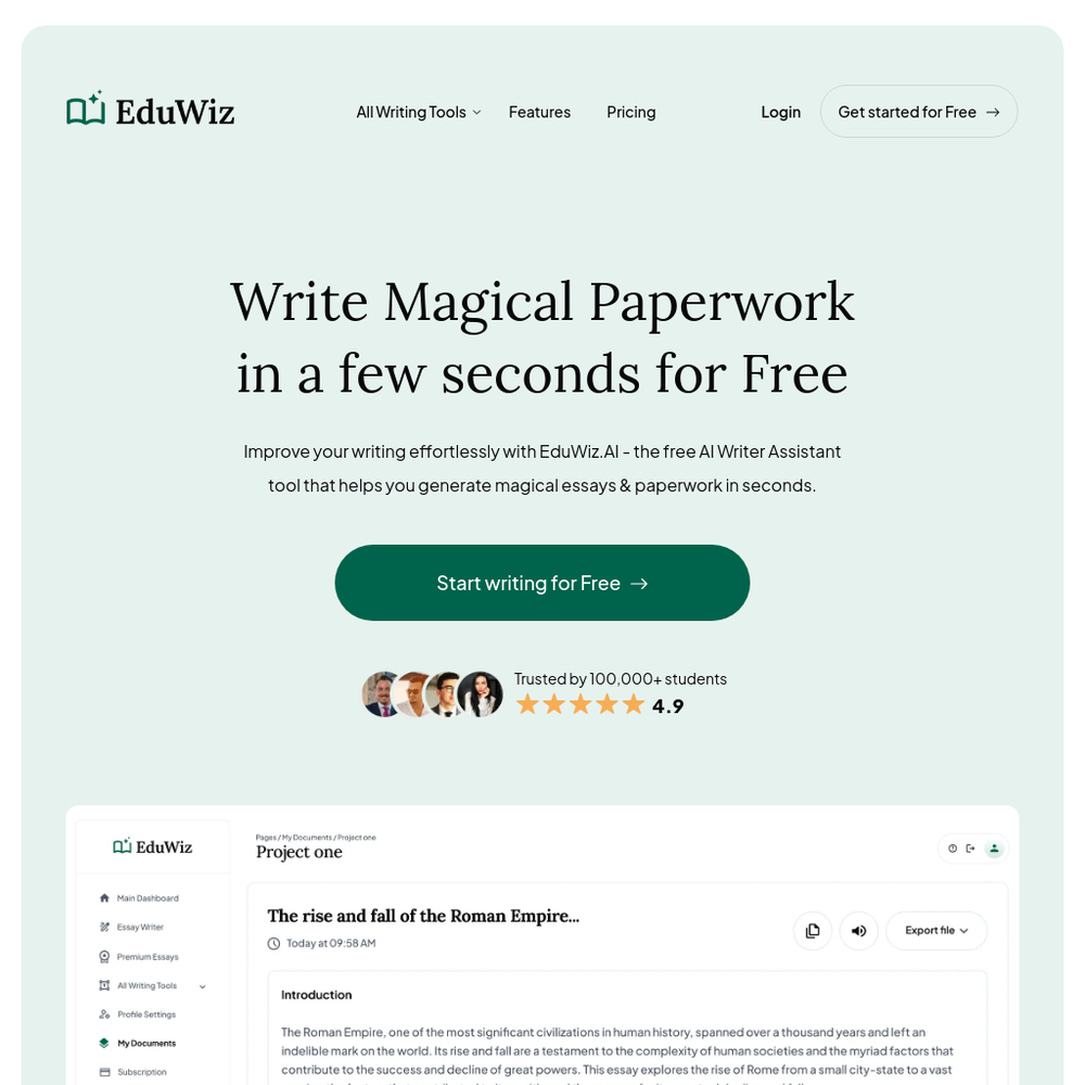 EduWiz.AI website screenshot EduWiz.AI website screenshot