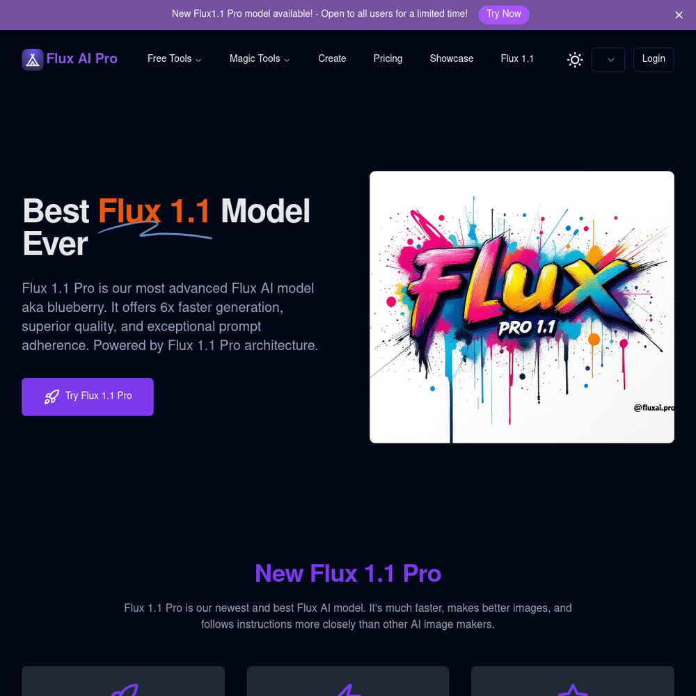 Flux 1.1 Pro website screenshot Flux 1.1 Pro website screenshot