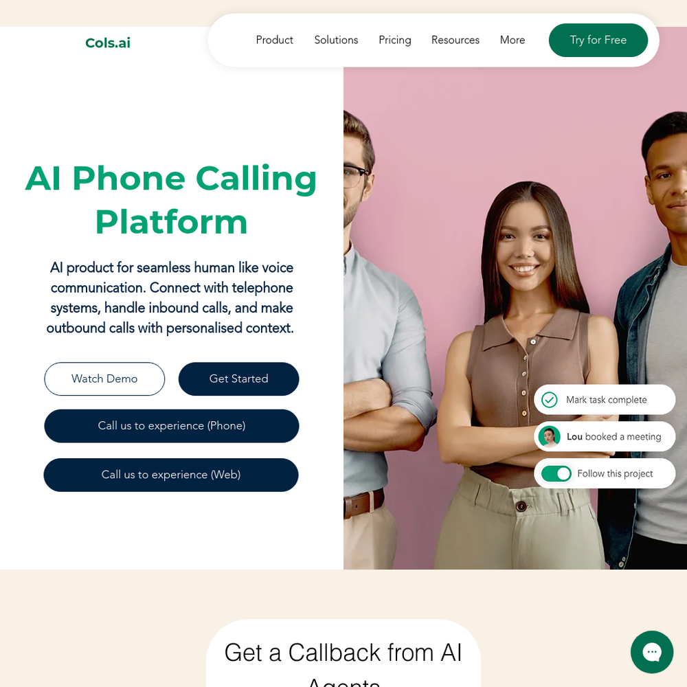 Cols.ai website screenshot Cols.ai website screenshot