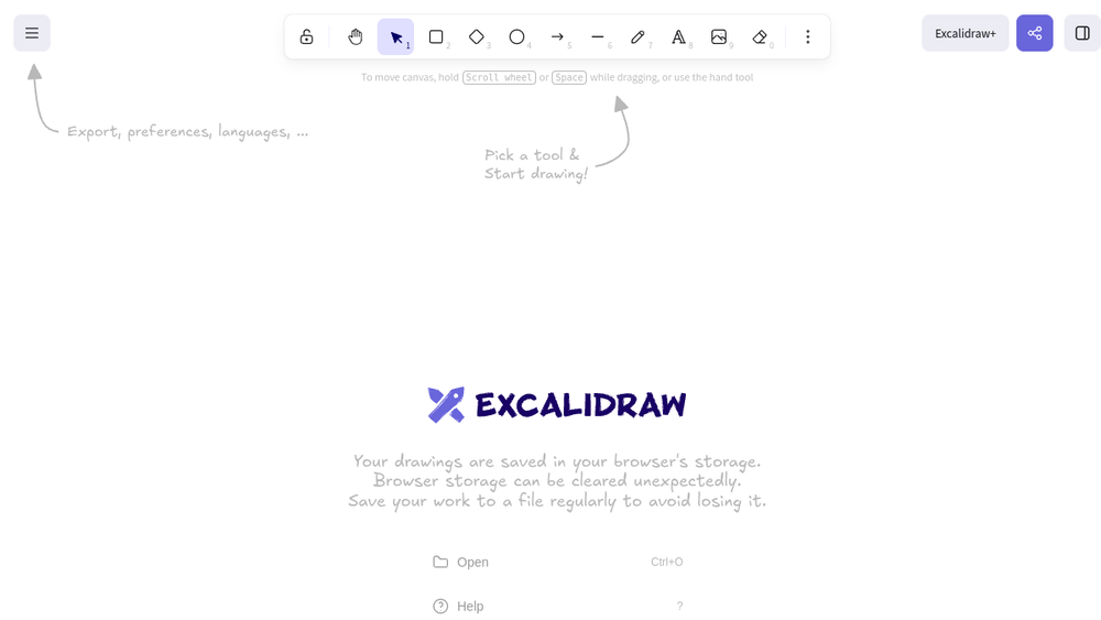 Excalidraw website screenshot Excalidraw website screenshot