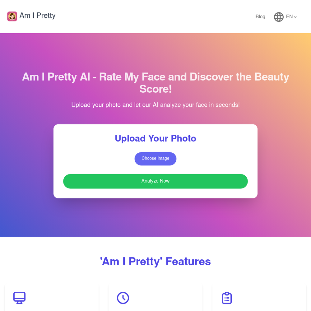 AM I Pretty AI website screenshot AM I Pretty AI website screenshot