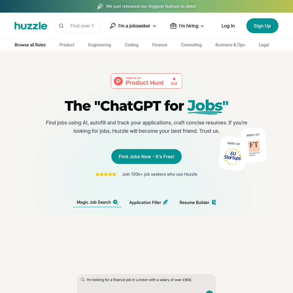 Huzzle website screenshot Huzzle website screenshot