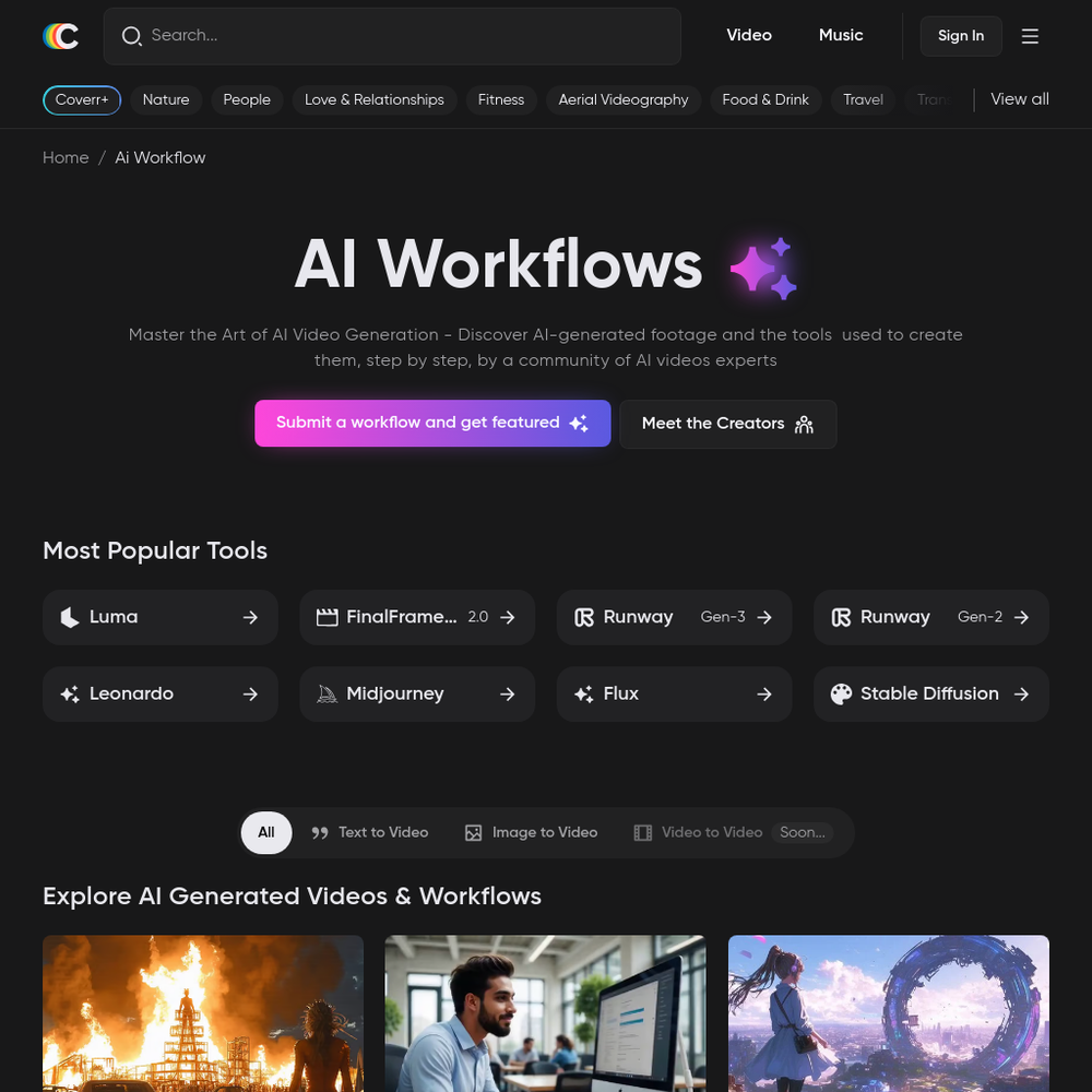 Coverr website screenshot Coverr website screenshot