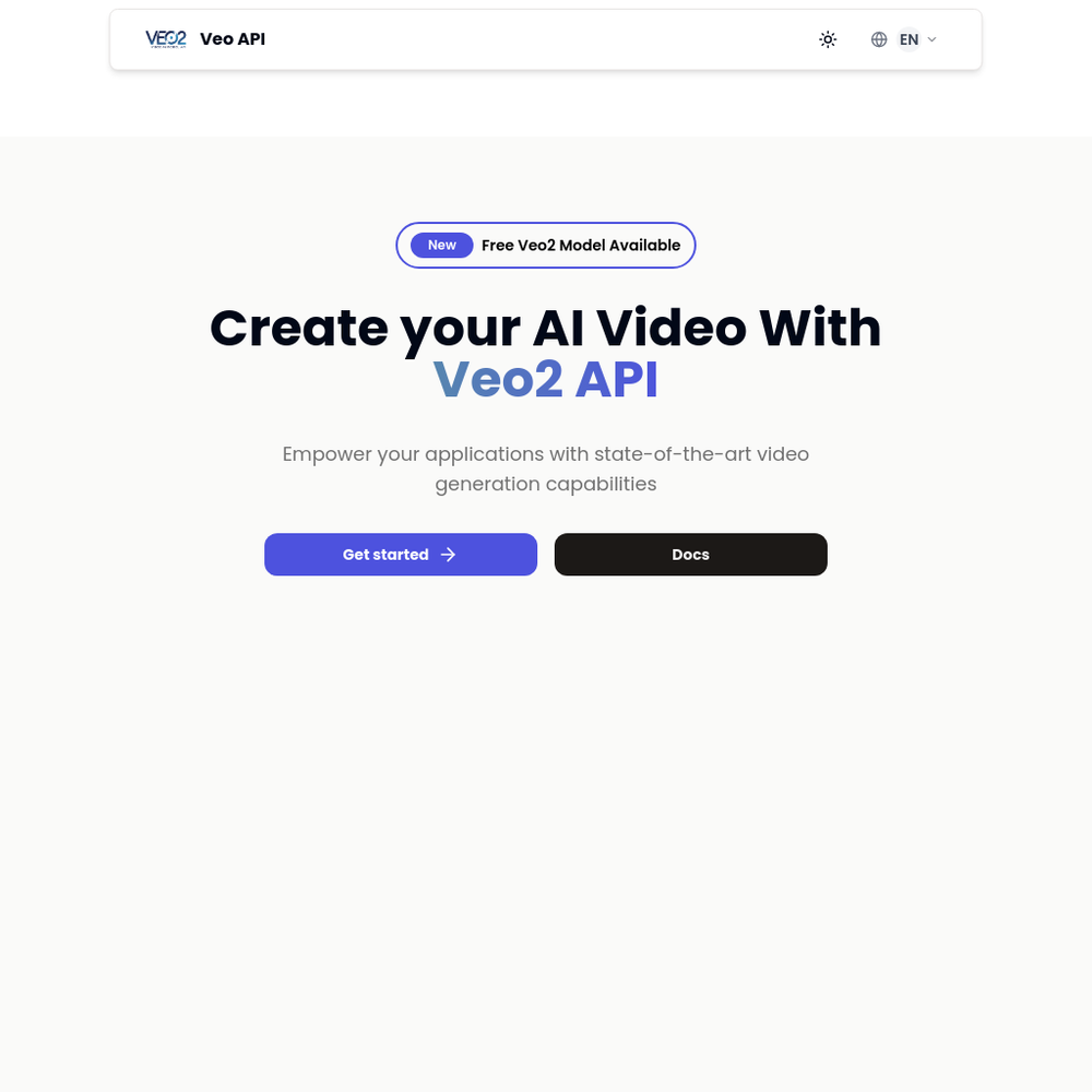 Veo2 API website screenshot Veo2 API website screenshot