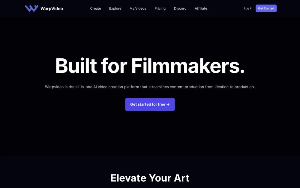 Warpvideo AI website screenshot Warpvideo AI website screenshot