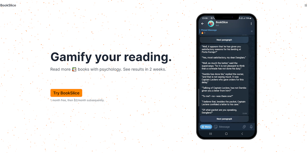 BookSlice website screenshot BookSlice website screenshot