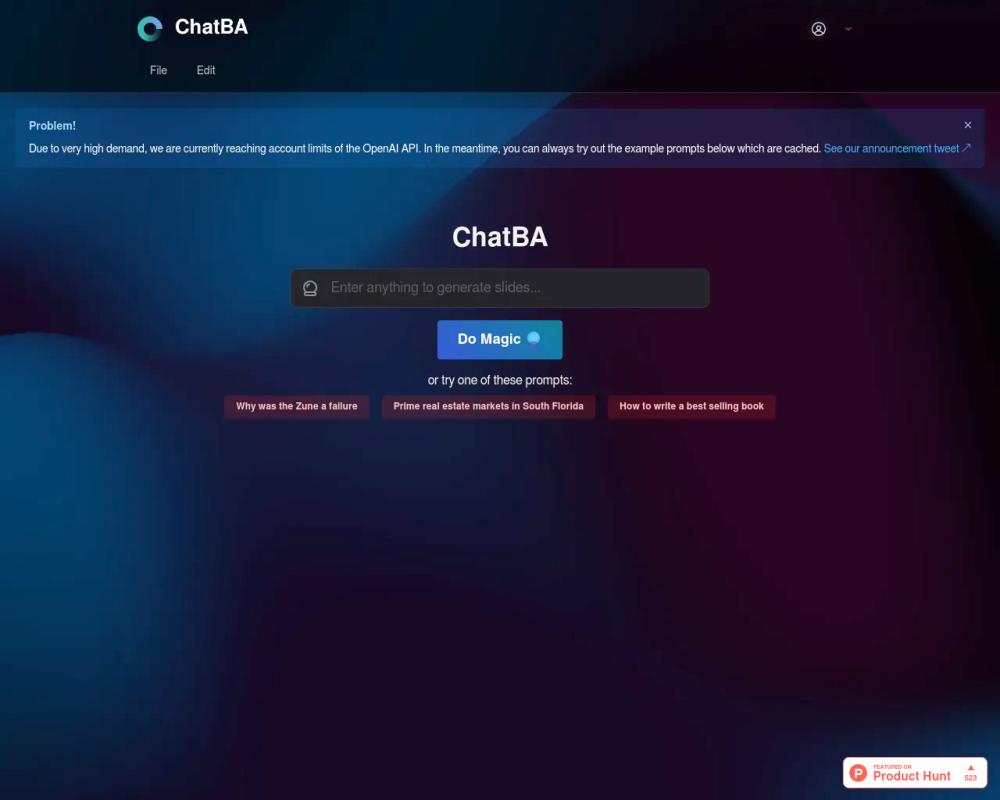 ChatBA website screenshot ChatBA website screenshot