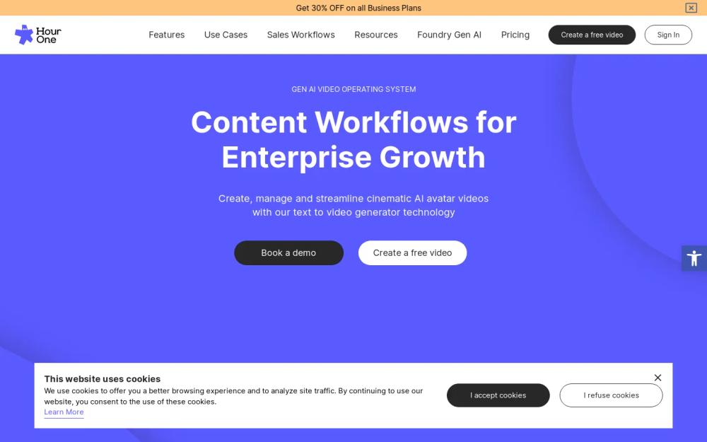 Hour One website screenshot Hour One website screenshot