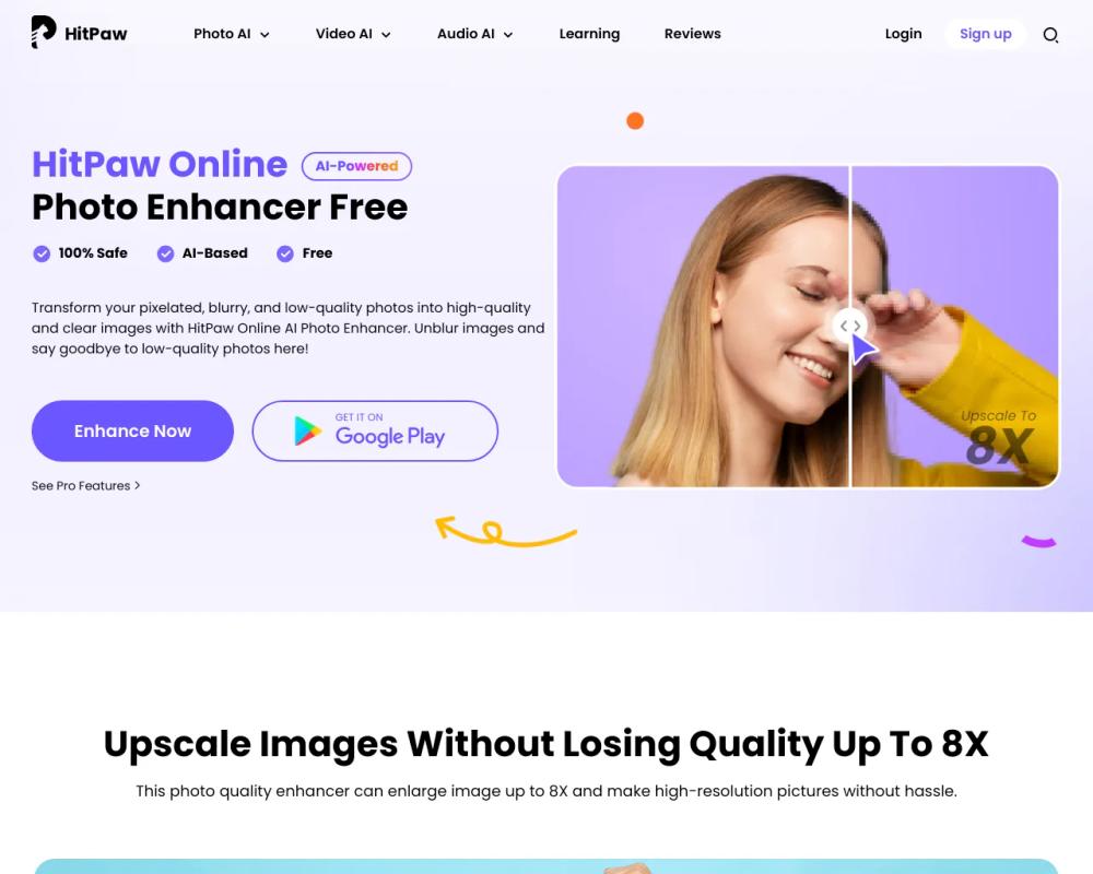 HitPaw Online Photo Enhancer website screenshot HitPaw Online Photo Enhancer website screenshot