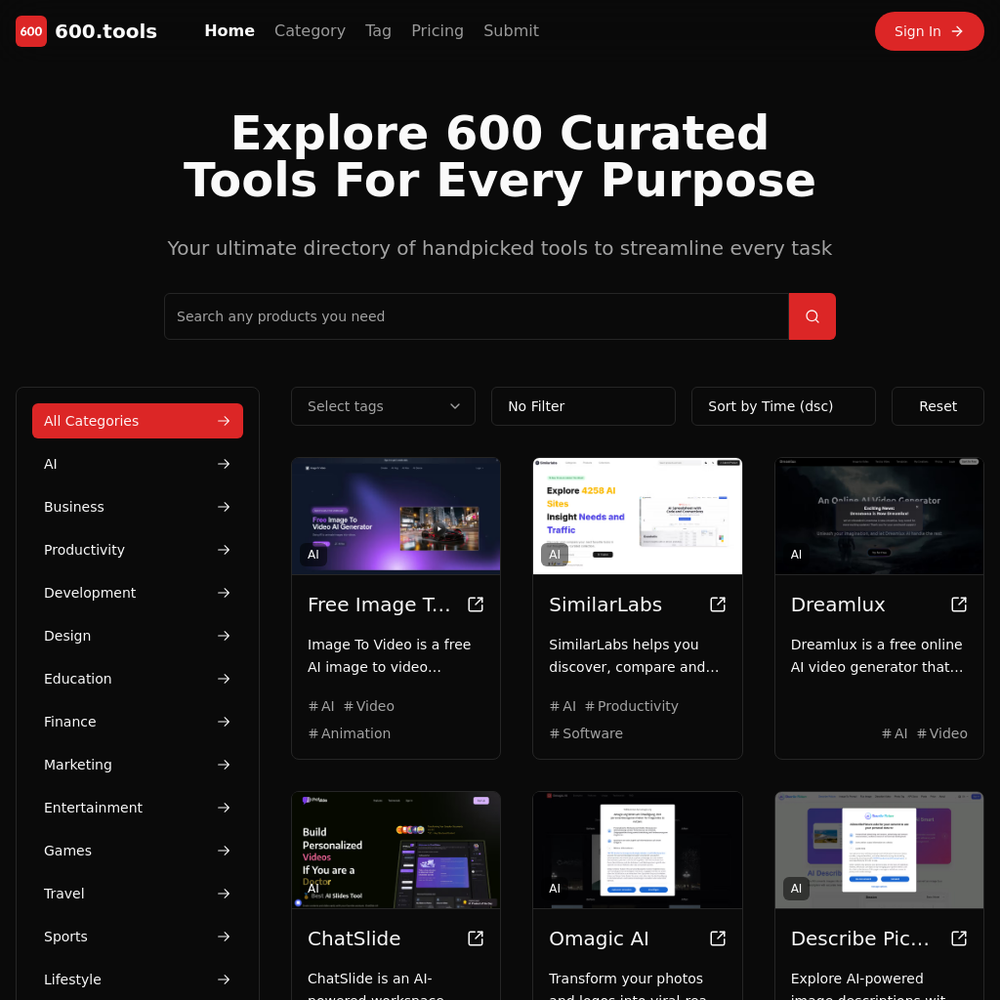 600.tools website screenshot 600.tools website screenshot