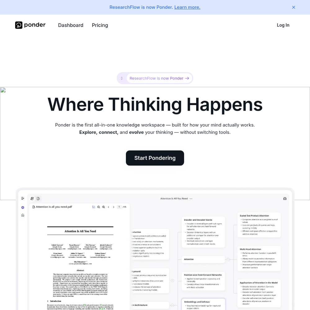 Ponder AI website screenshot Ponder AI website screenshot