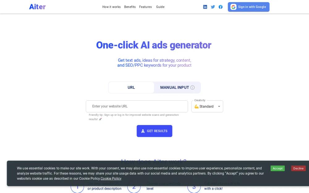 Aiter website screenshot Aiter website screenshot