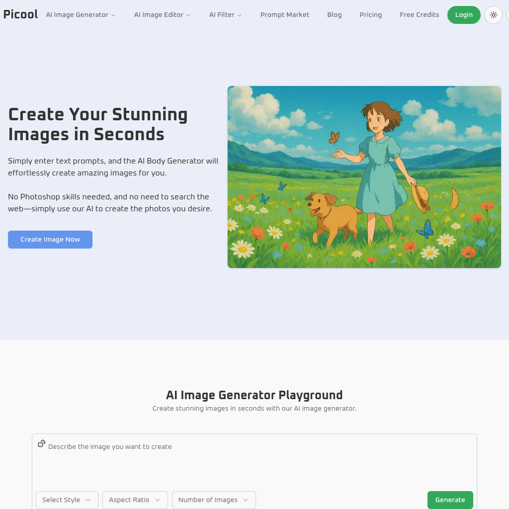 Picool.AI website screenshot Picool.AI website screenshot