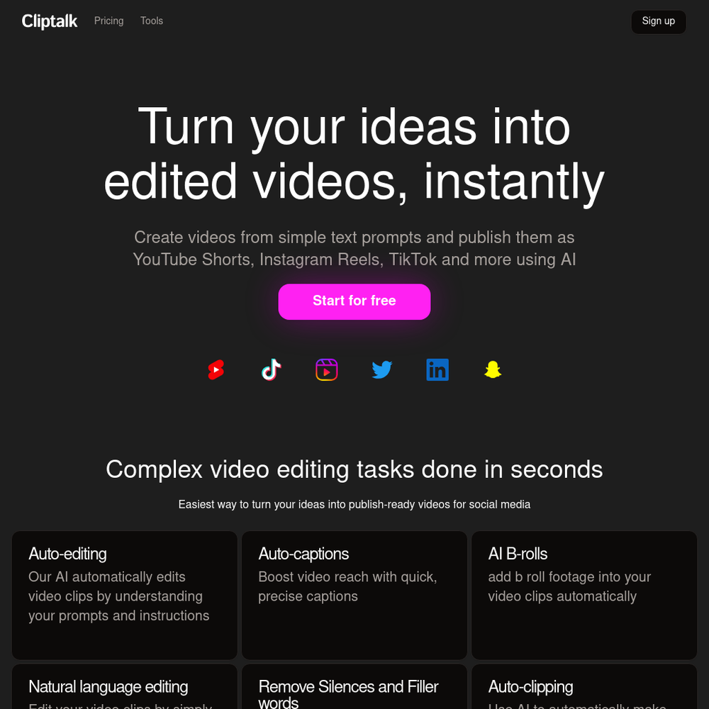 Cliptalk website screenshot Cliptalk website screenshot