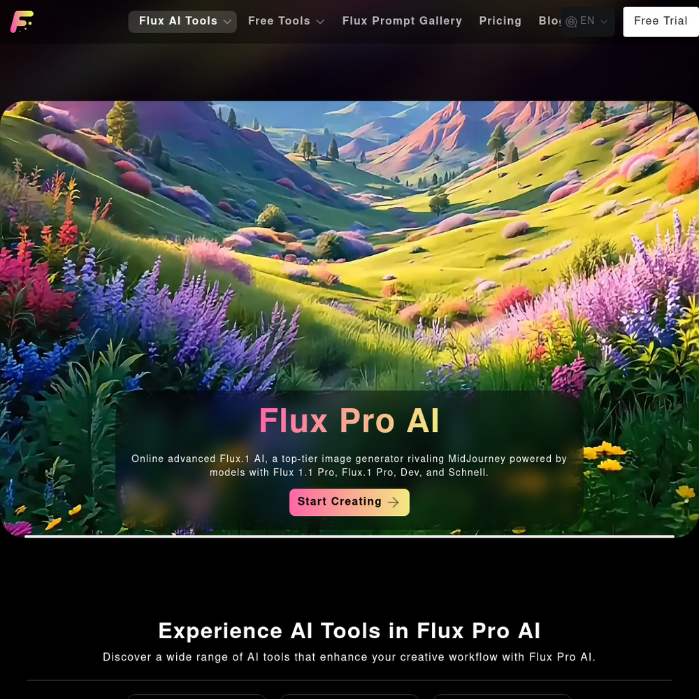 Flux Pro AI website screenshot Flux Pro AI website screenshot