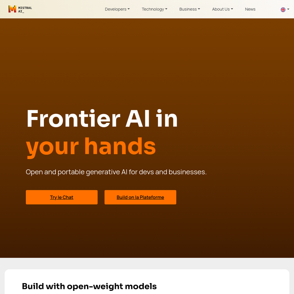 Mistral AI website screenshot Mistral AI website screenshot