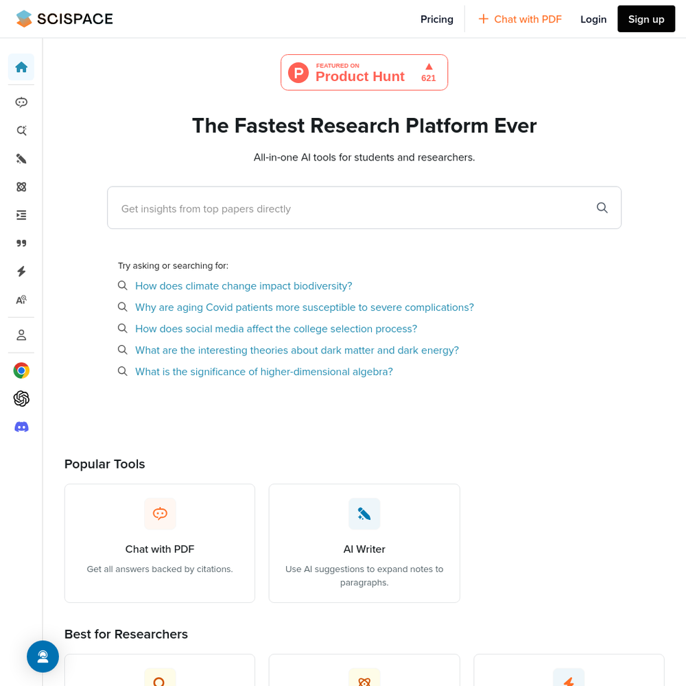 Scispace website screenshot Scispace website screenshot