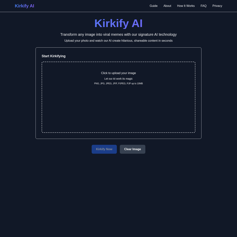 Kirkify AI website screenshot Kirkify AI website screenshot