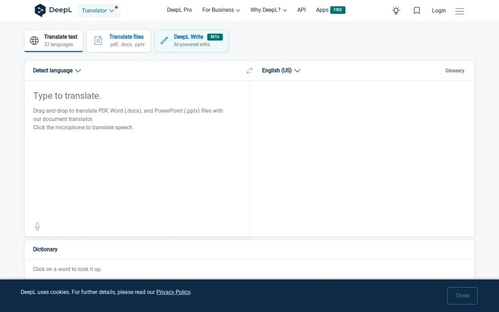 DeepL website screenshot DeepL website screenshot