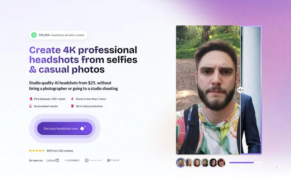 BetterPic | AI Headshots website screenshot BetterPic | AI Headshots website screenshot
