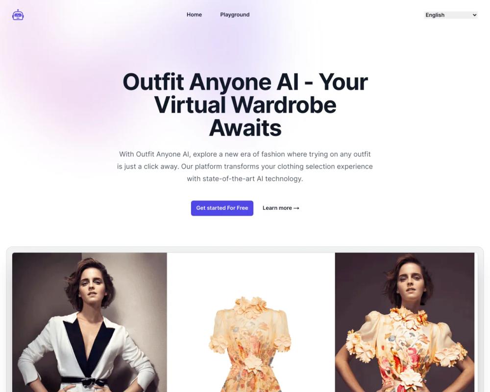Outfit Anyone AI website screenshot Outfit Anyone AI website screenshot