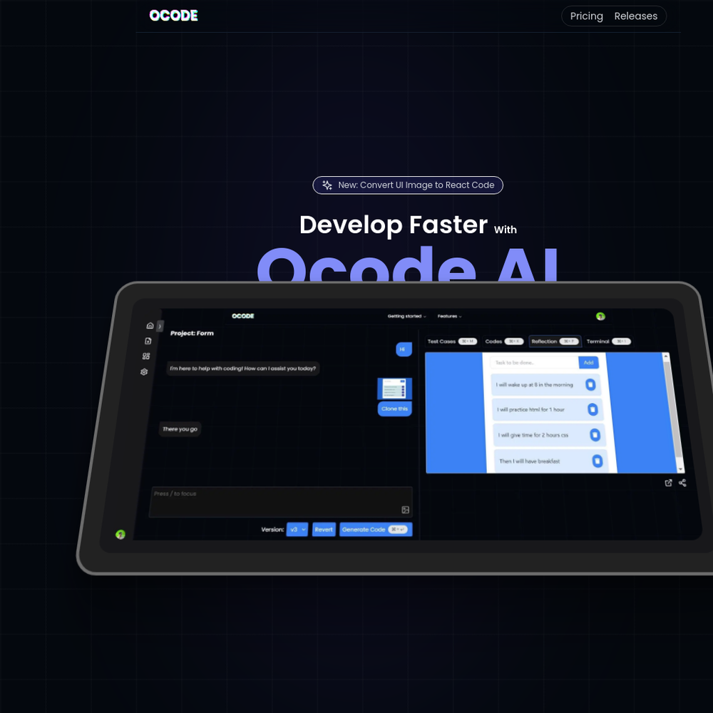 Ocode.dev website screenshot Ocode.dev website screenshot