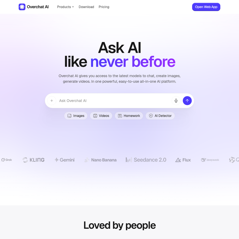 Overchat AI website screenshot Overchat AI website screenshot