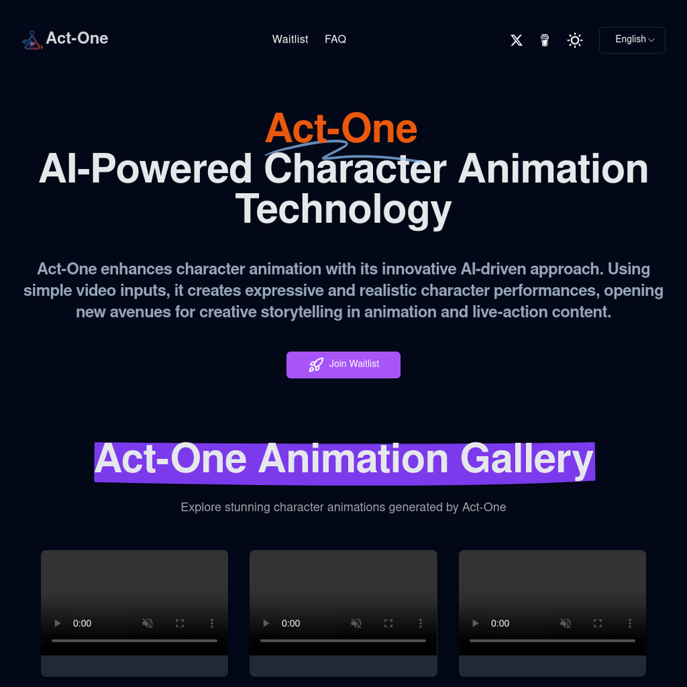 Act-One website screenshot Act-One website screenshot