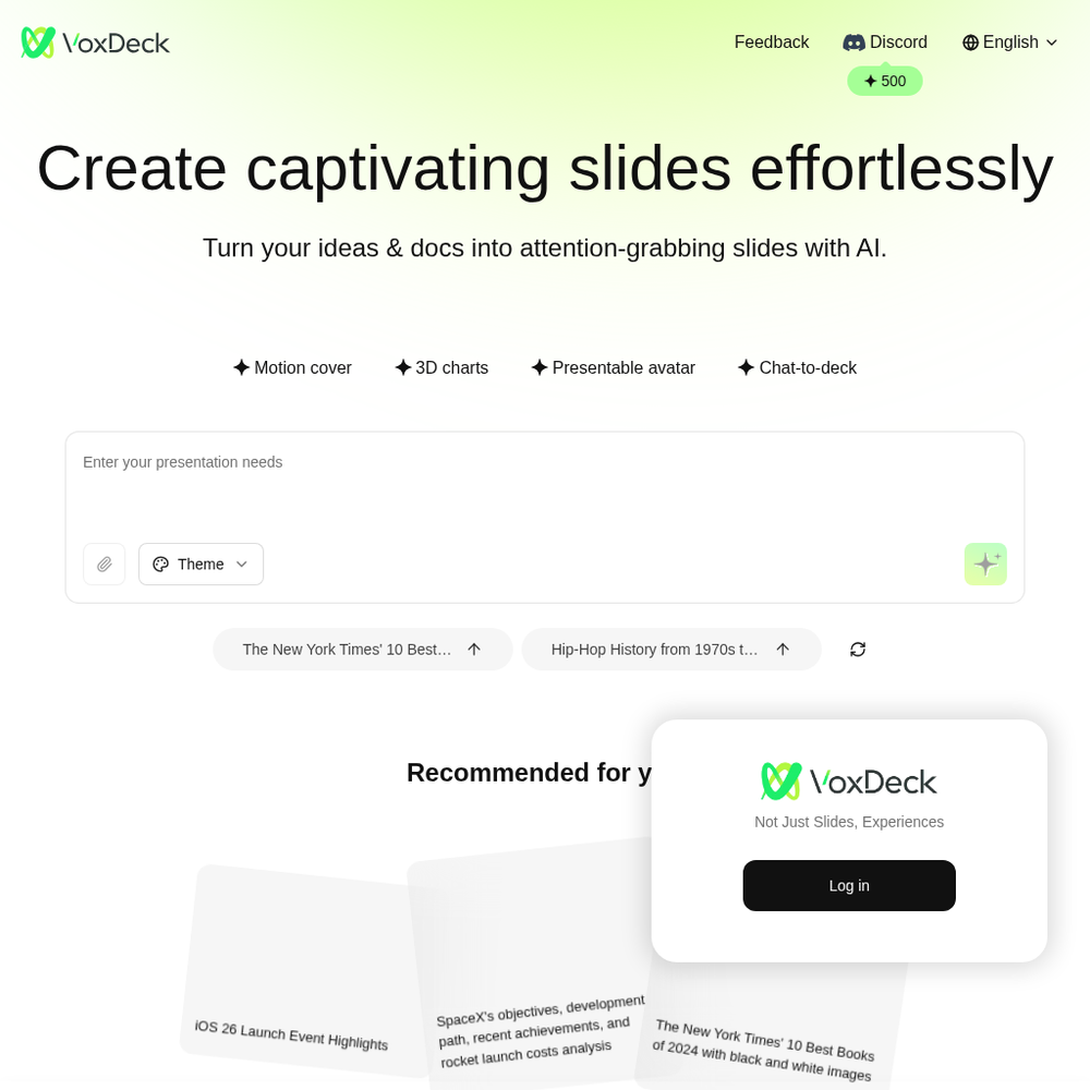 VoxDeck website screenshot VoxDeck website screenshot