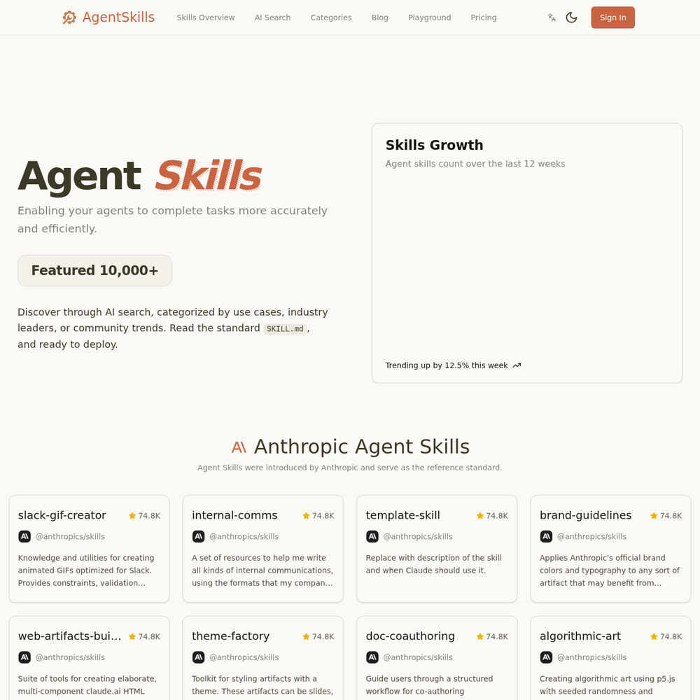 AgentSkills website screenshot AgentSkills website screenshot