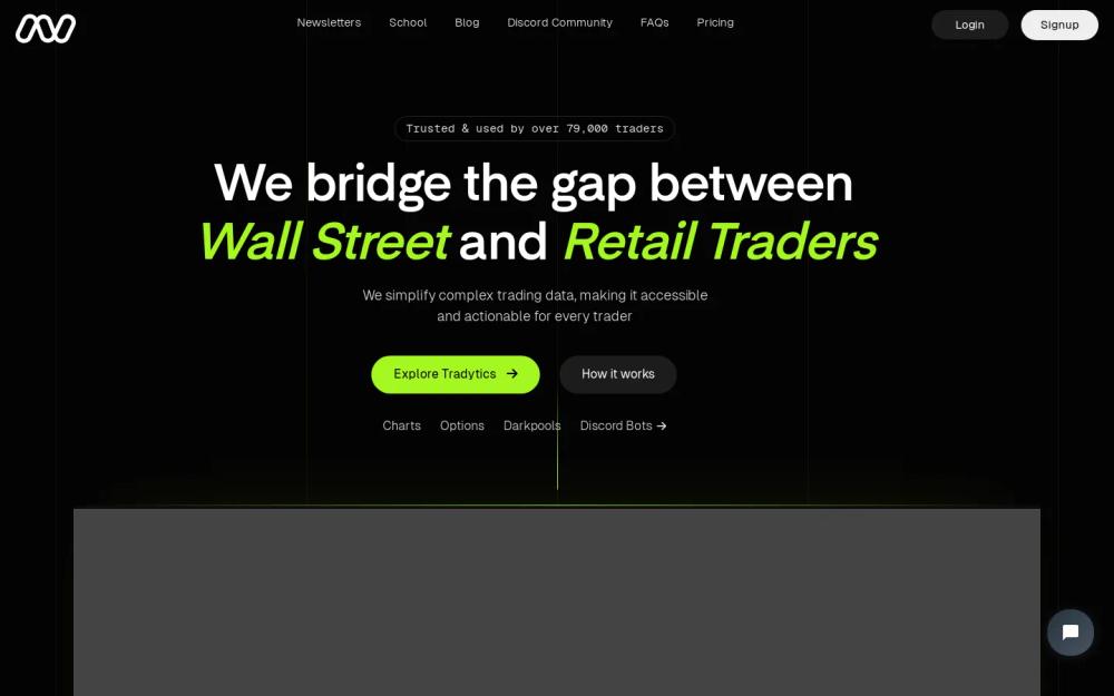 Tradytics website screenshot Tradytics website screenshot