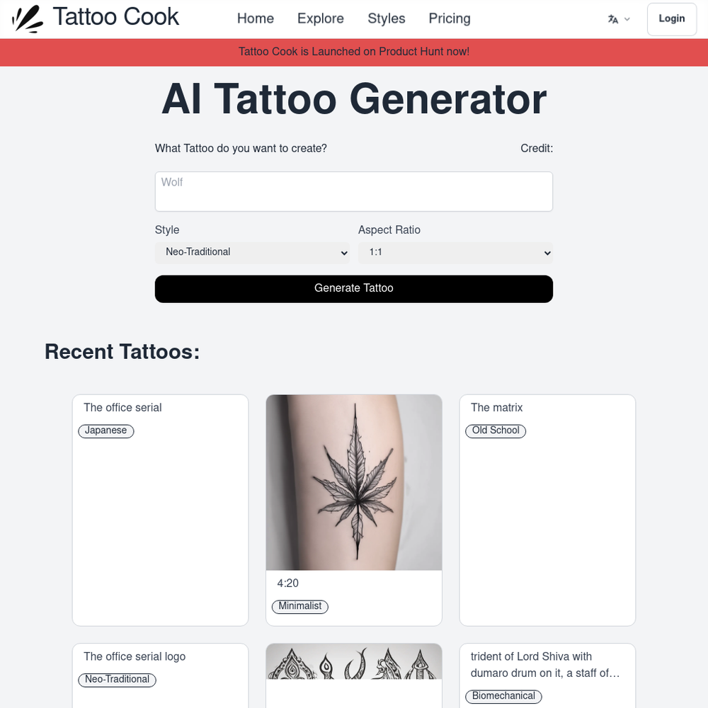Tattoo Cook website screenshot Tattoo Cook website screenshot