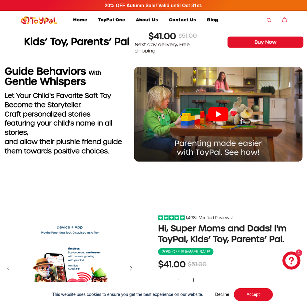ToyPal One website screenshot ToyPal One website screenshot