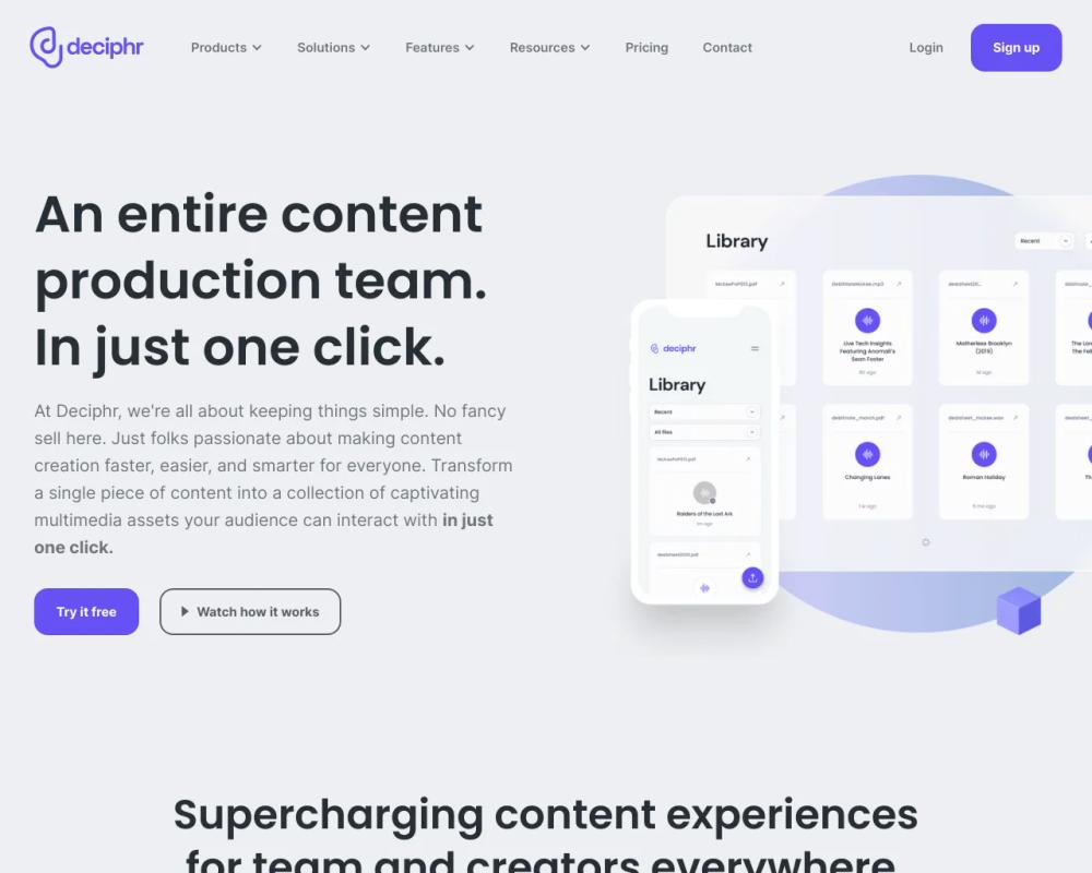 Deciphr AI website screenshot Deciphr AI website screenshot