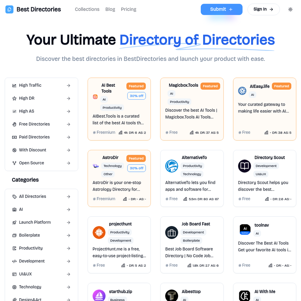 Best Directories website screenshot Best Directories website screenshot
